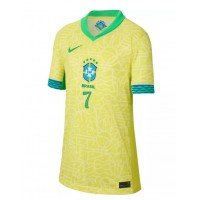 Brasilien Vinicius Junior #7 Fußballbekleidung Heimtrikot Damen Copa America 2024 Kurzarm